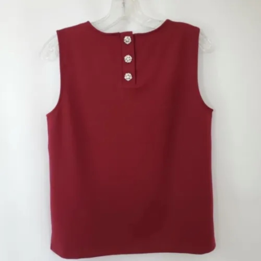 J CREW Jeweled Back Ponte Sleeveless Top, Cranberry - Size Small